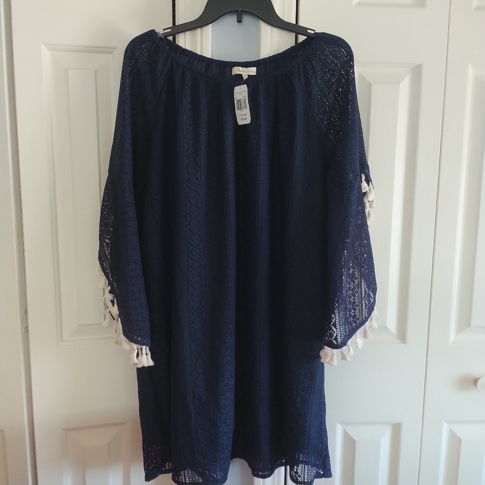 Indigo soul Crochet Tassel Navy Dress X Large